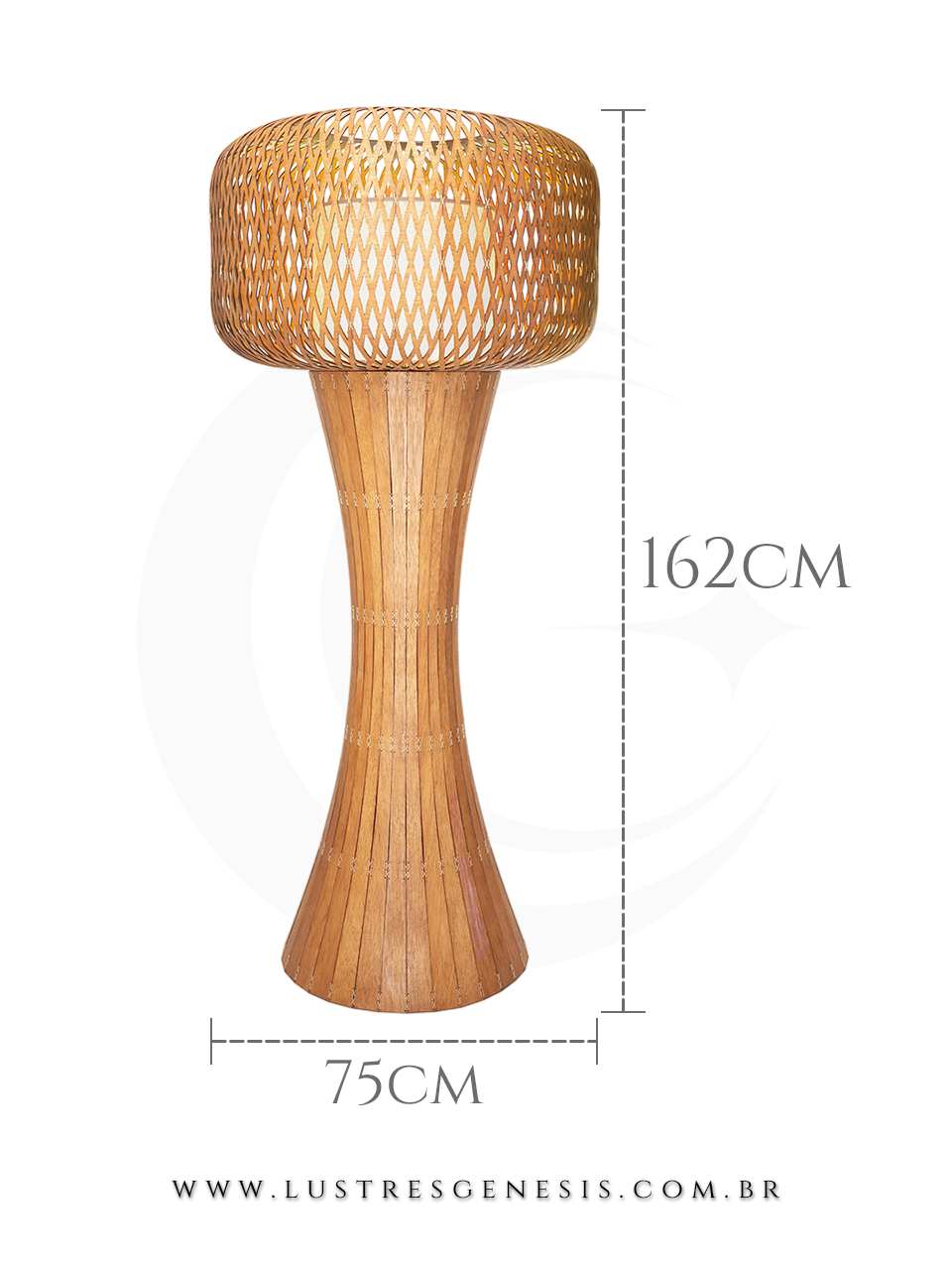 Luminária de Chão Coluna Lanterna Rustico de Madeira Redondo para Sala de Jantar, Cozinha, Quarto de Casal e Mesa Sala Jantar Lustres Genesis
